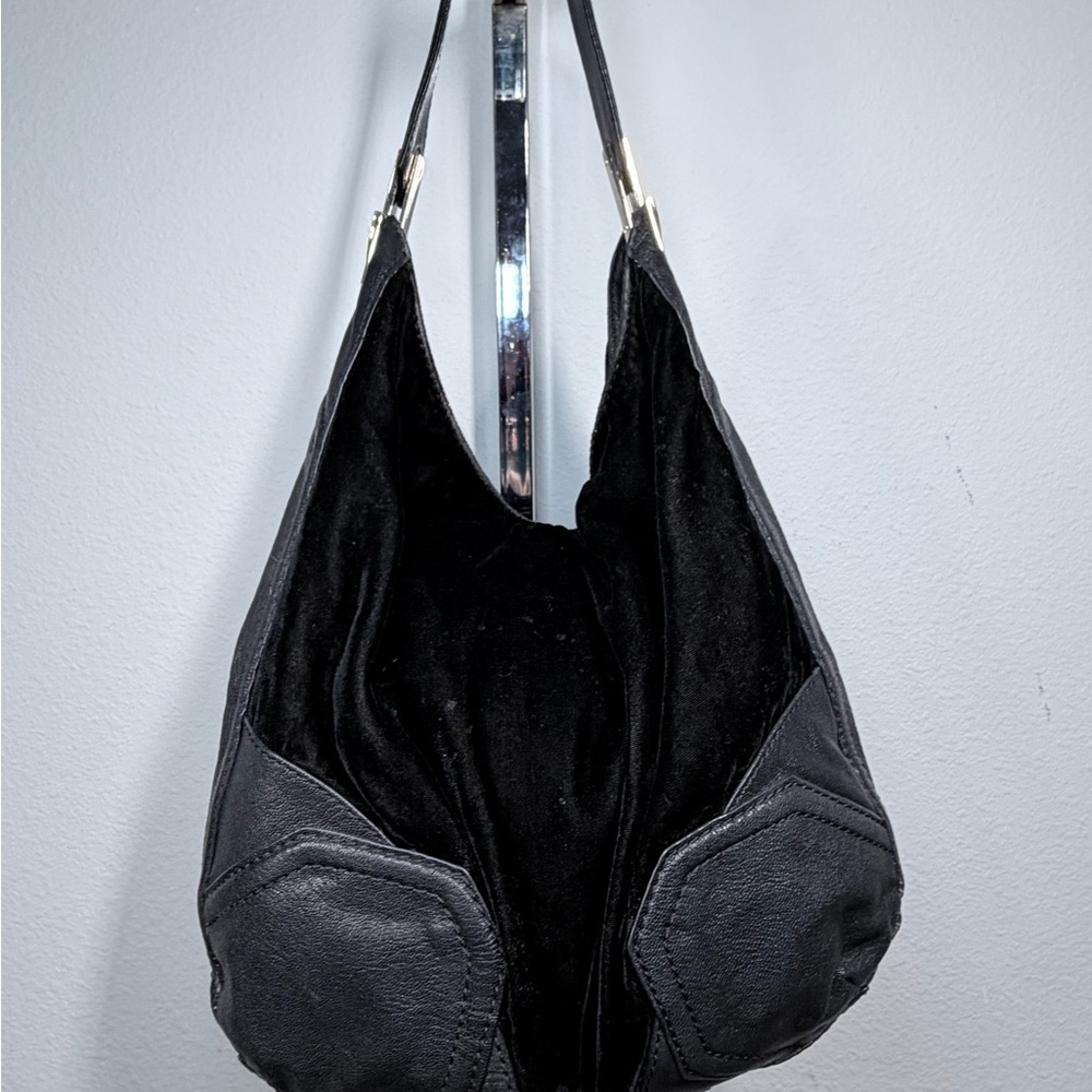 Y2K Juicy Couture Black Velvet & Leather Shoulder Bag - Picture 4 of 14